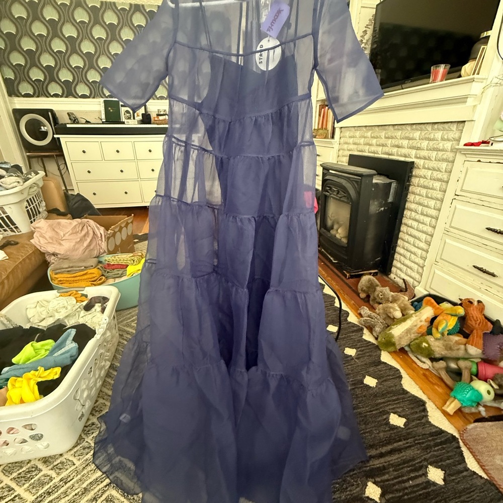 STAUD Sheer Blue Layered Dress - Picture 6 of 10